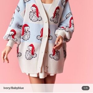 Peach Love Santa Claus Patterned Cardigan
